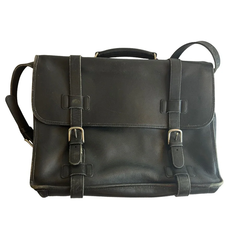 Flawed Gem! Coach Lexington Briefcase Blk Leather Messenger Bag A2S5325 Academia